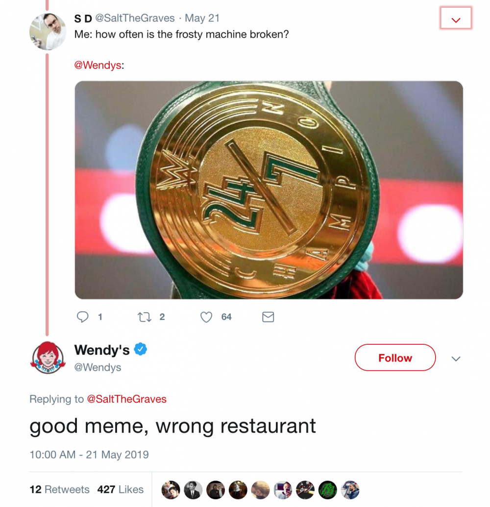 Twitter Screenshot of Wendys being sassy